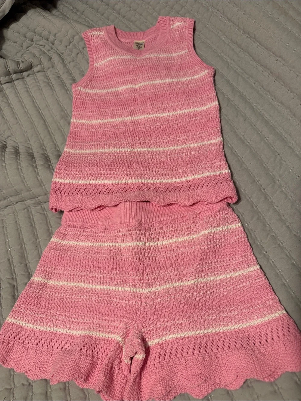 OshKosh B'gosh Pink and White Knit Tank & Shorts Matching Set